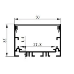 35 X 50mm Flat Alloy Aluminium Channel -Lighting Fixtures Shop 5 2 4