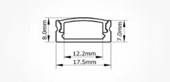 7 X 17mm Flat Alloy Aluminium Channel -Lighting Fixtures Shop 7x17mm dim